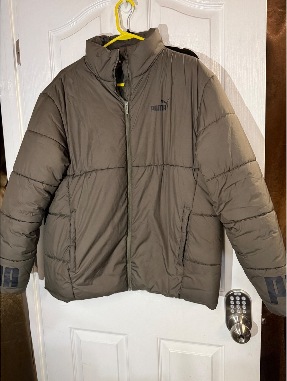 Puma Mens Large Essentials Puffer Jacket Brown Olive Warm Winter Coat 587689-44